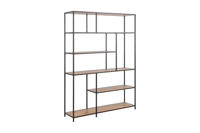 Hasslevik Bokhylle 135x35 cm 4 Hyller, Natur/Matt Svart