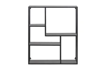 Hasslevik Veggmontert Bokhylle 75 cm i Metall med Treplate - Sort - Oppbevaring - Hylle - Bokhylle