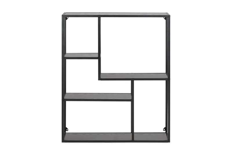 Hasslevik Veggmontert Bokhylle 75 cm i Metall med Treplate - Sort - Oppbevaring - Hylle - Bokhylle