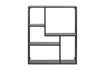 Hasslevik Veggmontert Bokhylle 75 cm i Metall med Treplate - Svart - Oppbevaring - Hylle - Bokhylle