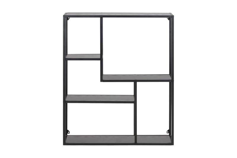 Hasslevik Veggmontert Bokhylle 75 cm i Metall med Treplate - Svart - Oppbevaring - Hylle - Bokhylle