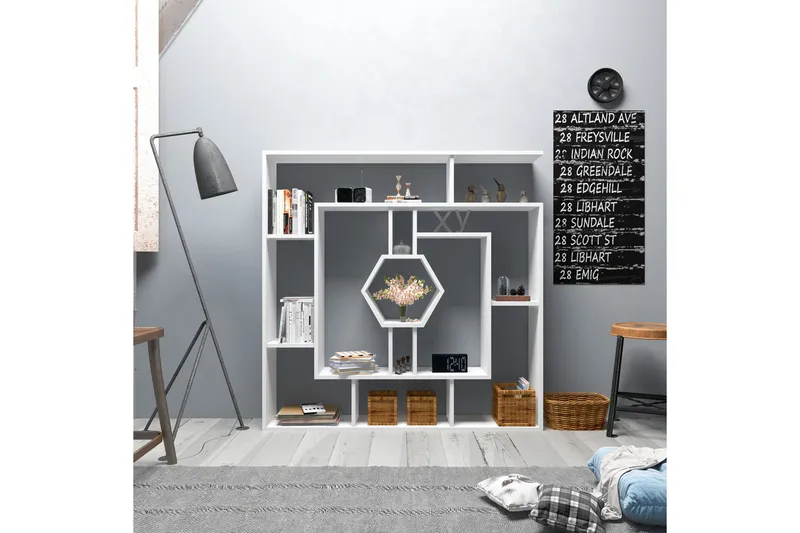 Hejde Bokhylle 134 cm - Hvit - Oppbevaring - Hylle - Bokhylle