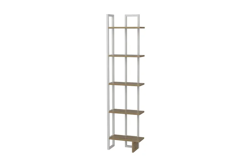 Hejde Bokhylle 22 cm i Tre med Metallramme, Hvit|Brun