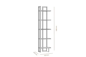 Hejde Bokhylle 22 cm i Tre med Metallramme - Hvit|Brun - Oppbevaring - Hylle - Bokhylle
