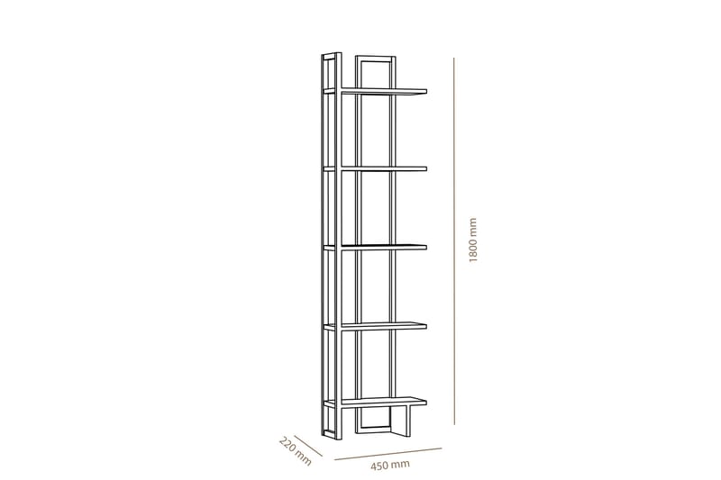 Hejde Bokhylle 22 cm i Tre med Metallramme - Hvit|Brun - Oppbevaring - Hylle - Bokhylle