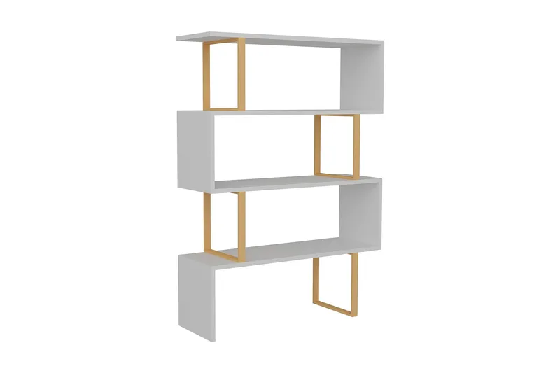 Hejde Bokhylle 29,5 cm i Malt Tre med Metallramme - Gul|Hvit - Oppbevaring - Hylle - Bokhylle