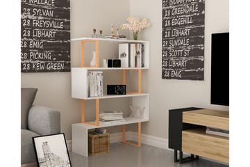 Hejde Bokhylle 29,5 cm i Malt Tre med Metallramme - Gul|Hvit - Oppbevaring - Hylle - Bokhylle