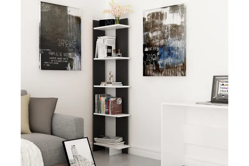 Hejde Bokhylle 45 cm - Svart/Hvit - Oppbevaring - Hylle - Bokhylle