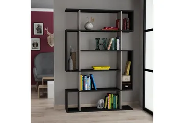 Homitis Bokhylle 108 cm i Mørkt Tre - Beige|Grå - Oppbevaring - Hylle - Bokhylle