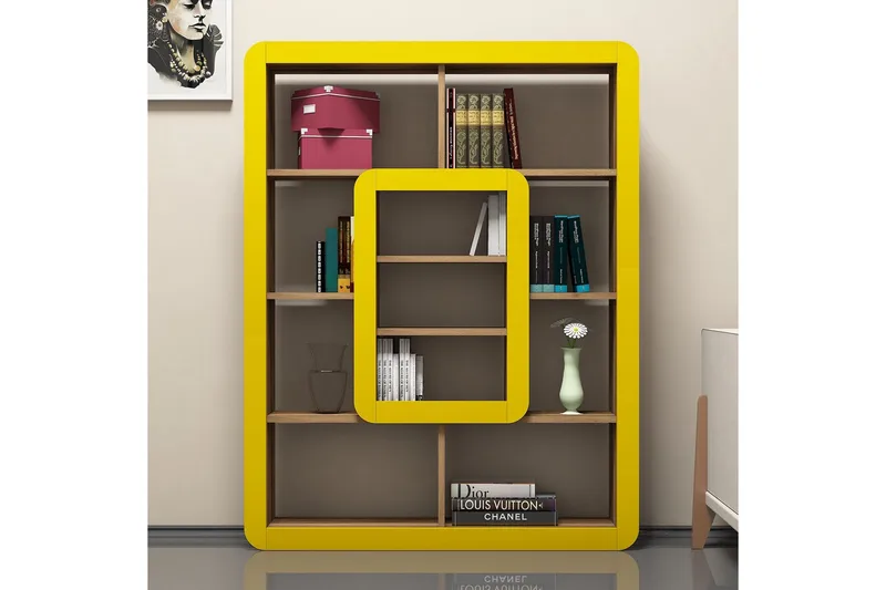 Hovdane Bokhylle 109 cm - Brun/Gul - Oppbevaring - Hylle - Bokhylle