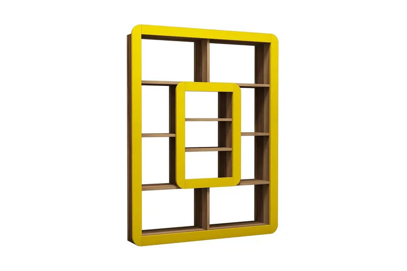 Hovdane Bokhylle 109 cm, Brun/Gul