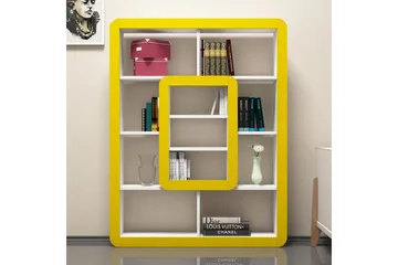 Hovdane Bokhylle 109 cm - Hvit/Gul - Oppbevaring - Hylle - Bokhylle