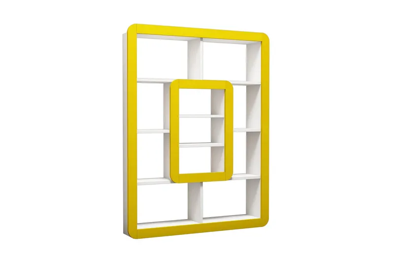 Hovdane Bokhylle 109 cm, Hvit/Gul