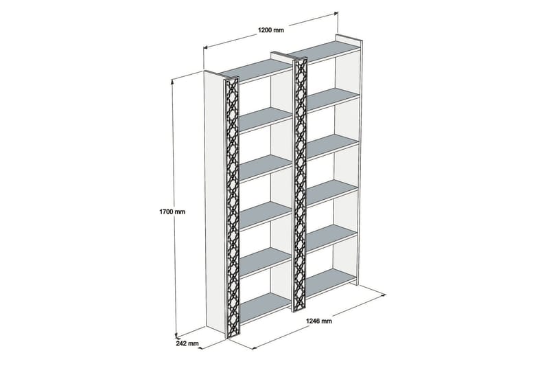 Hovdane Bokhylle 124 cm - Brun/Gul - Oppbevaring - Hylle - Bokhylle
