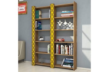 Hovdane Bokhylle 124 cm - Brun/Gul - Oppbevaring - Hylle - Bokhylle