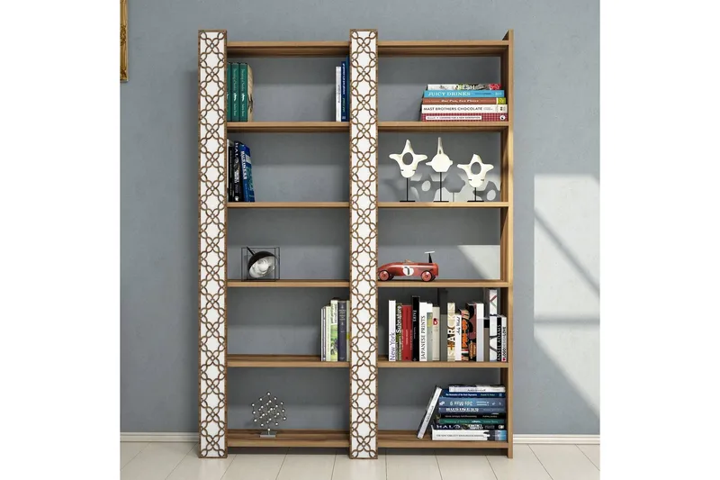 Hovdane Bokhylle 124 cm - Brun/Hvit - Oppbevaring - Hylle - Bokhylle