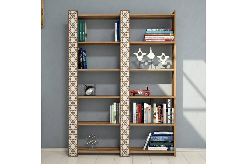 Hovdane Bokhylle 124 cm - Brun/Hvit - Oppbevaring - Hylle - Bokhylle