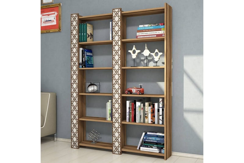 Hovdane Bokhylle 124 cm - Brun/Hvit - Oppbevaring - Hylle - Bokhylle