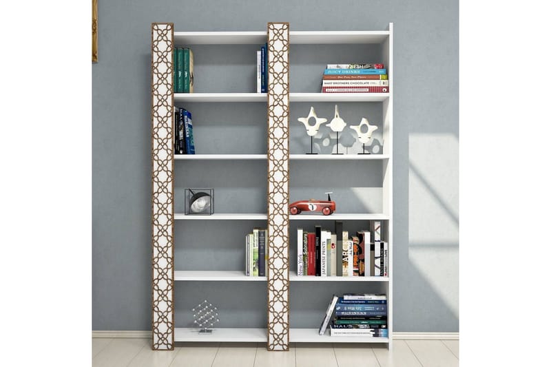 Hovdane Bokhylle 124 cm - Hvit - Oppbevaring - Hylle - Bokhylle