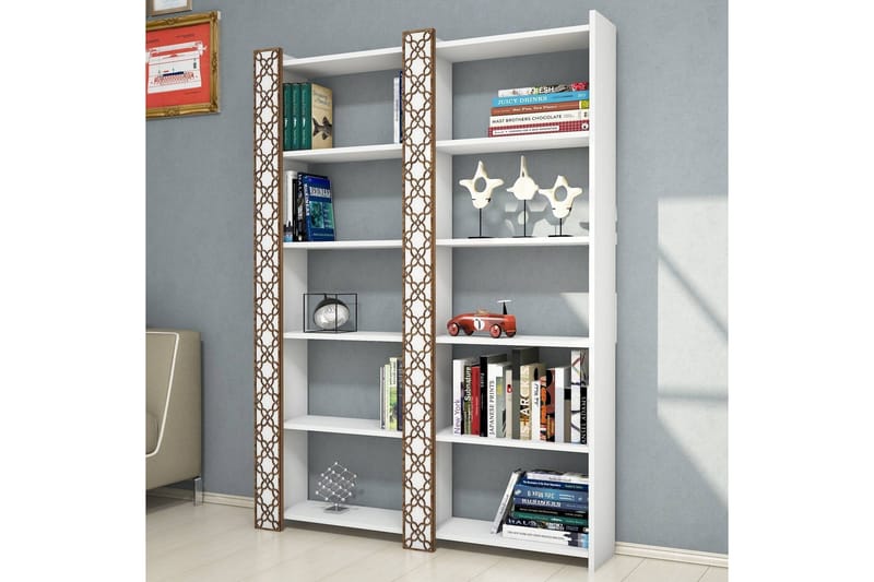 Hovdane Bokhylle 124 cm - Hvit - Oppbevaring - Hylle - Bokhylle