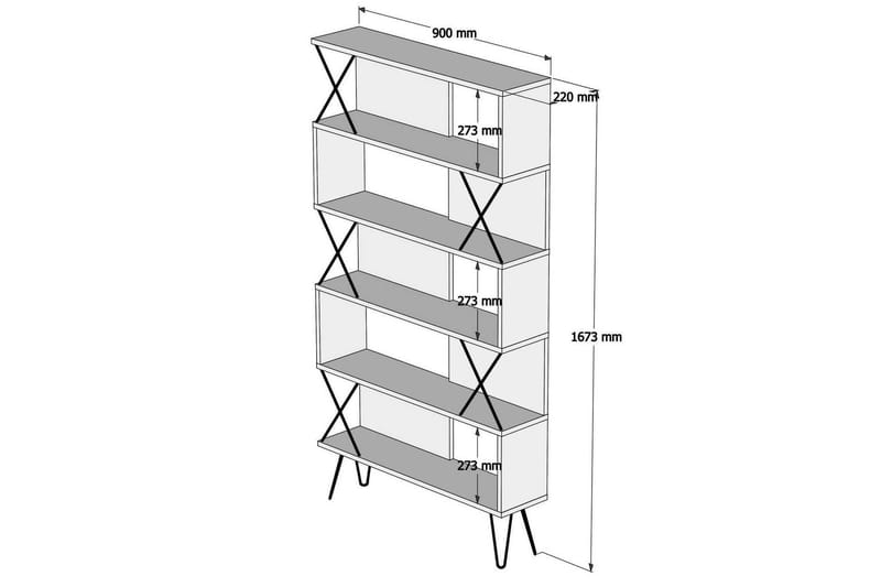 Hovdane Bokhylle 22 cm i Malt Tre - Benhvit - Oppbevaring - Hylle - Bokhylle