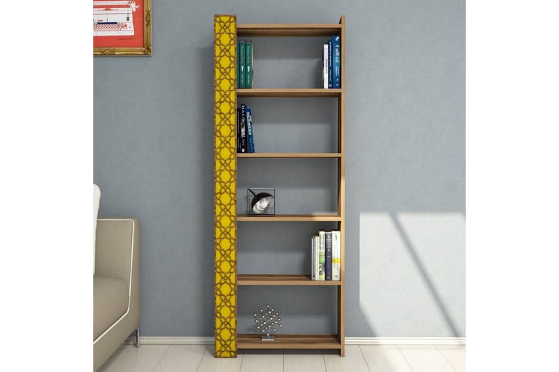 Hovdane Bokhylle 64 cm - Brun/Gul - Oppbevaring - Hylle - Bokhylle
