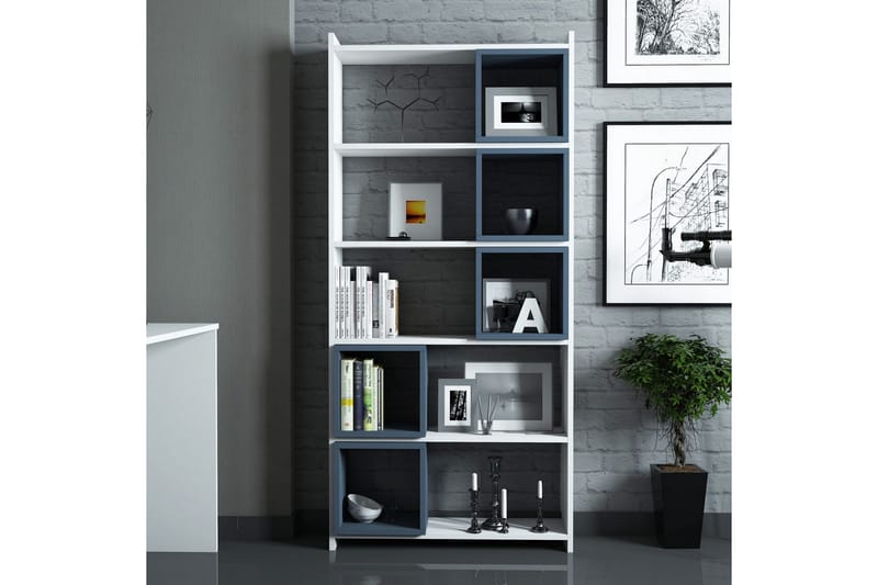 Hovdane Bokhylle 80 cm - Hvit/Blå - Oppbevaring - Hylle - Bokhylle