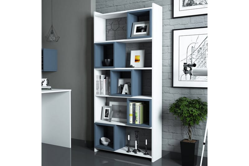 Hovdane Bokhylle 80 cm - Hvit/Blå - Oppbevaring - Hylle - Bokhylle