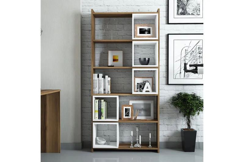 Hovdane Bokhylle 80 cm - Hvit/Brun - Oppbevaring - Hylle - Bokhylle