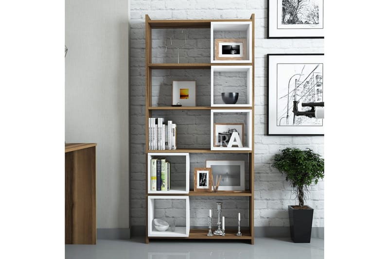 Hovdane Bokhylle 80 cm - Hvit/Brun - Oppbevaring - Hylle - Bokhylle
