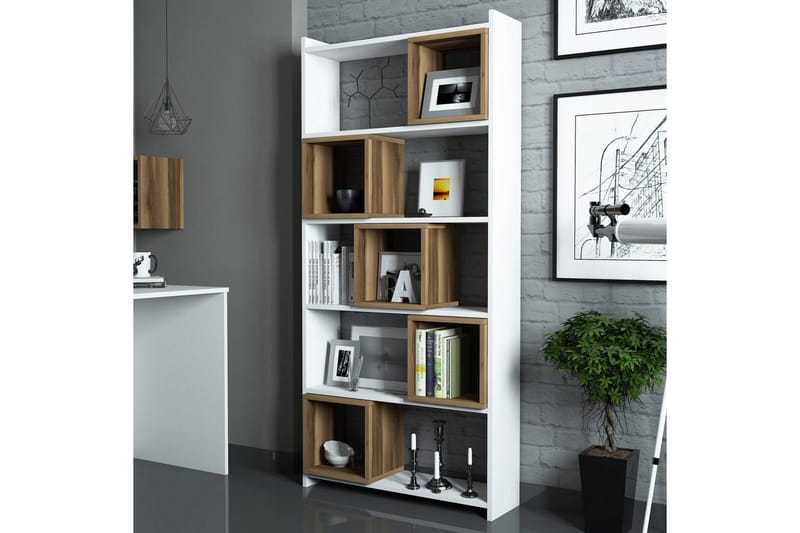 Hovdane Bokhylle 80 cm - Hvit/Brun - Oppbevaring - Hylle - Bokhylle