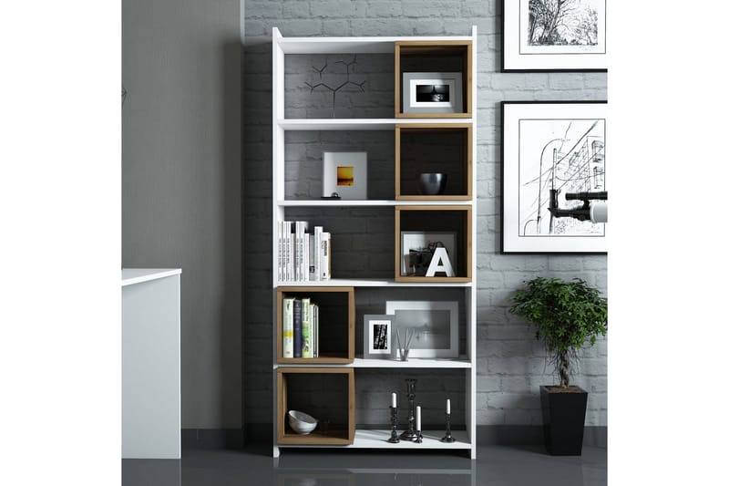 Hovdane Bokhylle 80 cm - Hvit/Brun - Oppbevaring - Hylle - Bokhylle