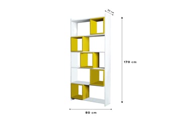 Hovdane Bokhylle 80 cm - Hvit/Gul - Oppbevaring - Hylle - Bokhylle