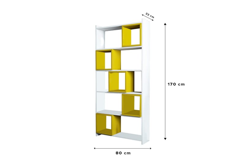 Hovdane Bokhylle 80 cm - Hvit/Gul - Oppbevaring - Hylle - Bokhylle