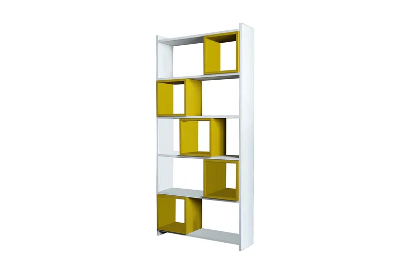 Hovdane Bokhylle 80 cm, Hvit/Gul
