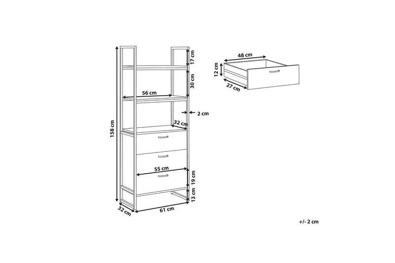 Hylle med skuffer TIFTON - Tre / Natur - Oppbevaring - Hylle - Bokhylle