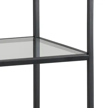 Ikaria Bokhylle 35 cm med 4 Hyller i Glass og Metall - Sort - Oppbevaring - Hylle - Bokhylle