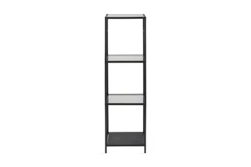 Ikaria Bokhylle 35 cm med 4 Hyller i Glass og Metall - Sort - Oppbevaring - Hylle - Bokhylle
