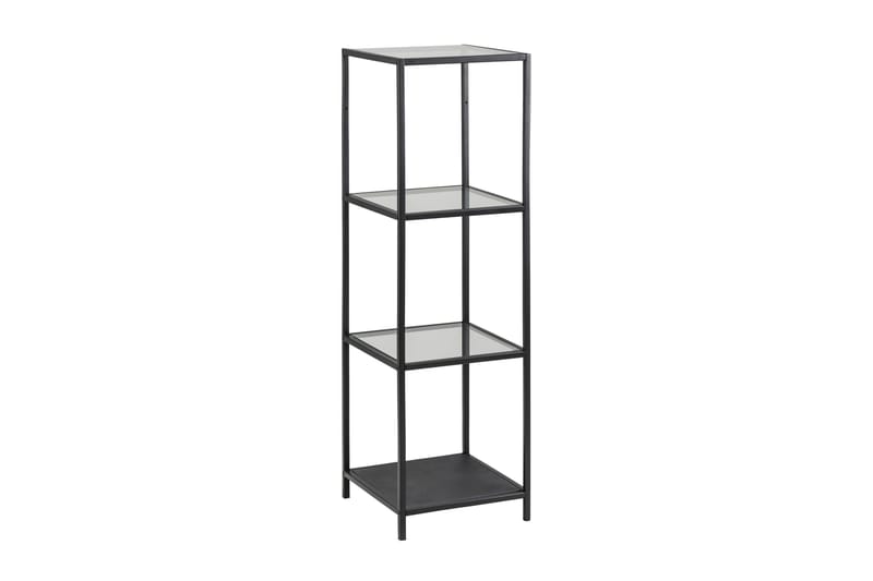 Ikaria Bokhylle 35 cm med 4 Hyller i Glass og Metall, Svart