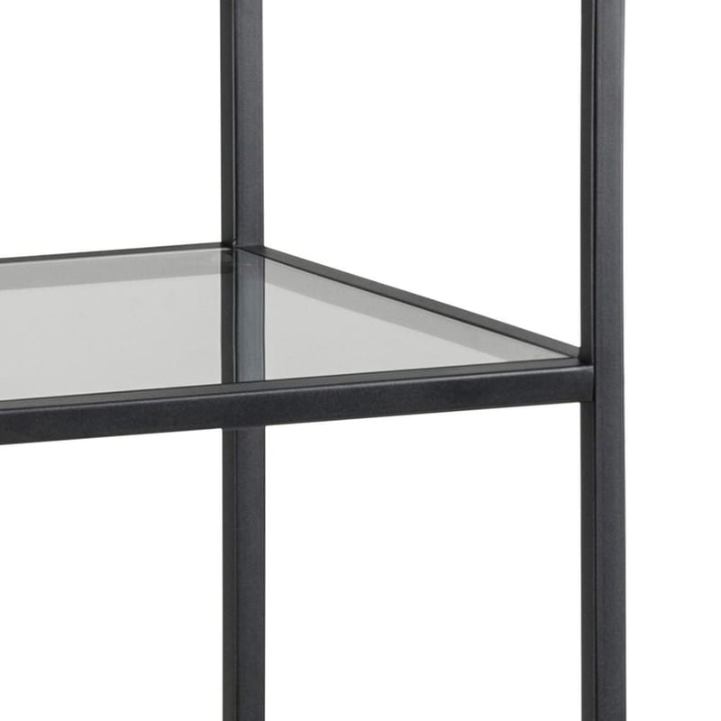 Ikaria Bokhylle 35 cm med 4 Hyller i Glass og Metall - Svart - Oppbevaring - Hylle - Bokhylle