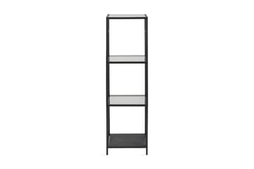 Ikaria Bokhylle 35 cm med 4 Hyller i Glass og Metall - Svart - Oppbevaring - Hylle - Bokhylle