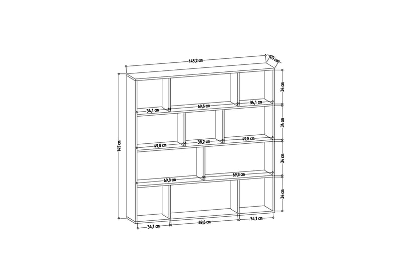 Jasenica Bokhylle 145x25 cm - tre/natur - Oppbevaring - Hylle - Bokhylle