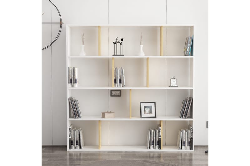 Jasenica Bokhylle 145x25 cm - tre/Natur/Hvit - Oppbevaring - Hylle - Bokhylle