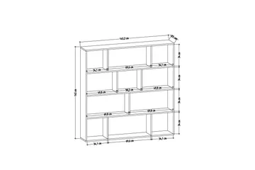 Jasenica Bokhylle 145x25 cm - tre/Natur/Hvit - Oppbevaring - Hylle - Bokhylle