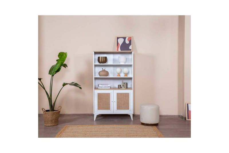 Bokhylle Jatinder Hvit / Eik - Hvit - Oppbevaring - Hylle - Bokhylle