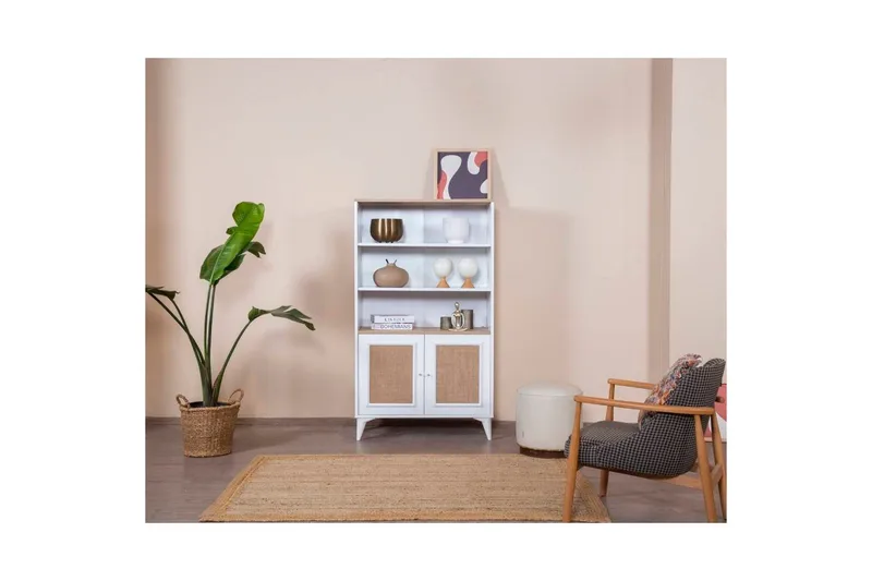 Bokhylle Jatinder Hvit / Eik - Hvit - Oppbevaring - Hylle - Bokhylle