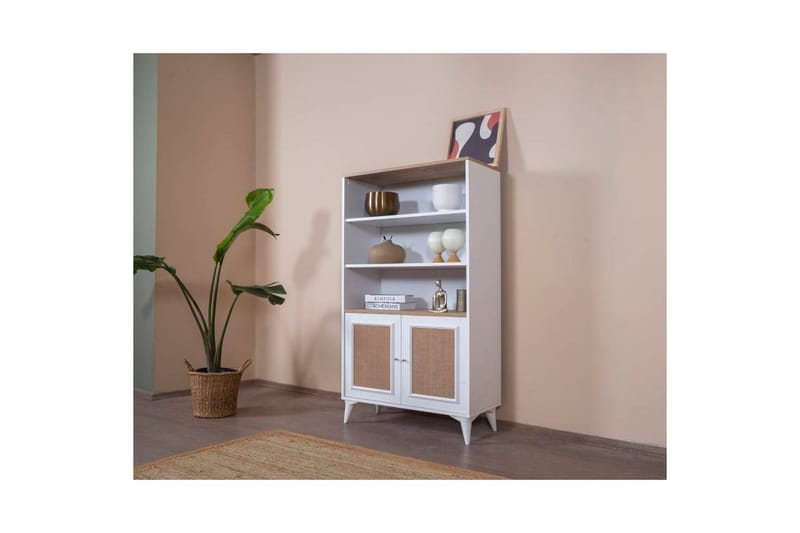Bokhylle Jatinder Hvit / Eik - Hvit - Oppbevaring - Hylle - Bokhylle
