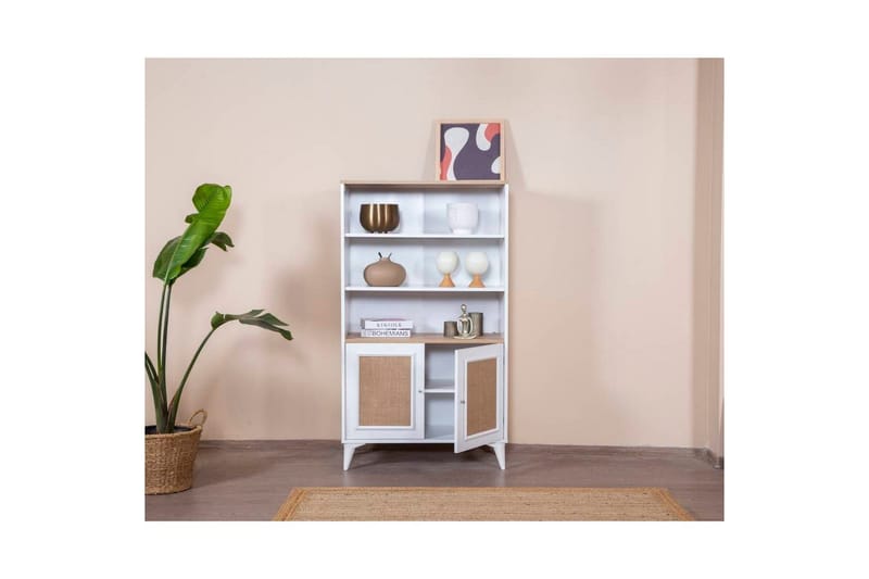 Bokhylle Jatinder Hvit / Eik - Hvit - Oppbevaring - Hylle - Bokhylle