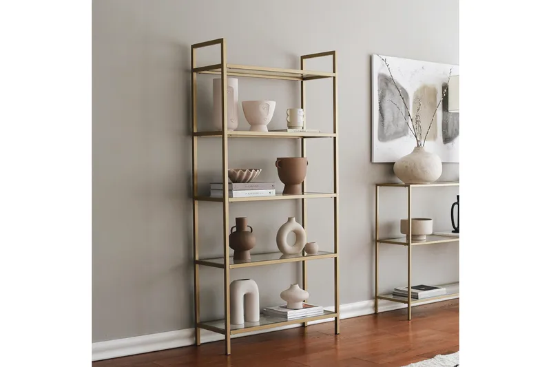 Jorrel Bokhylle 165x80 cm - Gull - Oppbevaring - Hylle - Bokhylle