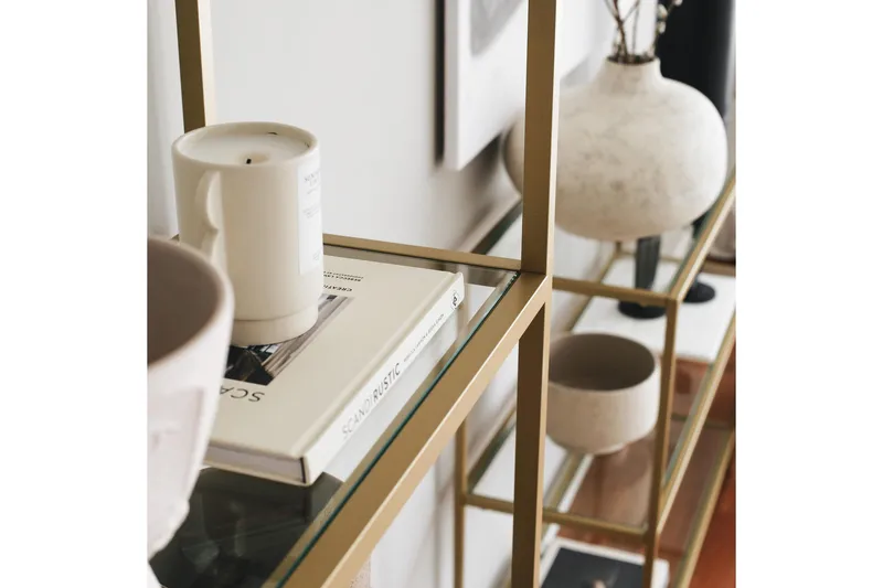 Jorrel Bokhylle 165x80 cm - Gull - Oppbevaring - Hylle - Bokhylle